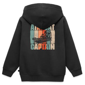 Airboat Captain Propeller Swamp Air Boat Hydroplan - Kinder Premium Organic Zip Hoodie - Schwarz - Hinten - AI Model Kid Male (0cm)