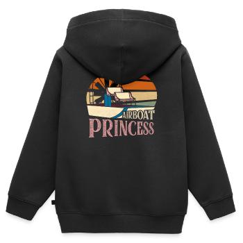 Airboat Princess Hydroplane Air Boat Propeller Swa - Kinder Premium Organic Zip Hoodie - Schwarz - Hinten - AI Model Kid Male (0cm)