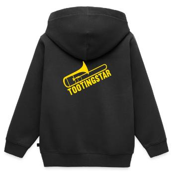 Posaune Trombone - Sweat Premium à capuche zippé enfant bio - noir - Dos - AI Model Kid Male (0cm)
