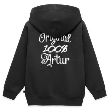 Original 100% Artur - Kinder Premium Organic Zip Hoodie - Schwarz - Hinten - AI Model Kid Male (0cm)