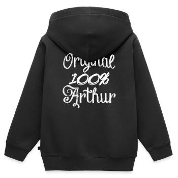 Original 100% Arthur - Kinder Premium Organic Zip Hoodie - Schwarz - Hinten - AI Model Kid Male (0cm)