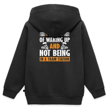 Drôle de tenue d’amoureux de la gare - Sweat Premium à capuche zippé enfant bio - noir - Dos - AI Model Kid Male (0cm)