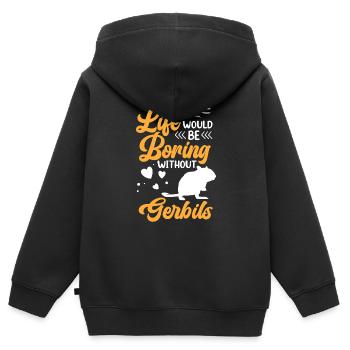 Alésage sans rongeur gerbille Gerbille - Sweat Premium à capuche zippé enfant bio - noir - Dos - AI Model Kid Male (0cm)