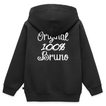 Original 100% Bruno - Sweat Premium à capuche zippé enfant bio - noir - Dos - AI Model Kid Male (0cm)