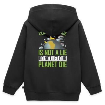 Climate Change Is Not a Lie ! - Kids Premium Organic Zip-up Hoodie - black - Back - AI Model Kid Male (0cm)