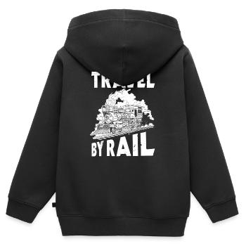 Reisen Sie Mit Der Bahn - Kinder Premium Organic Zip Hoodie - Schwarz - Hinten - AI Model Kid Male (0cm)