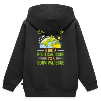 Le changement climatique est une question de survie - Sweat Premium à capuche zippé enfant bio - noir - Dos - AI Model Kid Male (0cm)