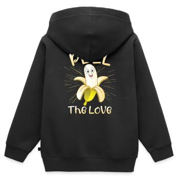 Schälen Sie die Liebe - Kinder Premium Organic Zip Hoodie - Schwarz - Hinten - AI Model Kid Male (0cm)