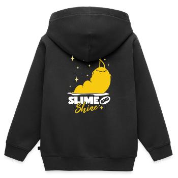 Limace de banane visqueuse et brillante - Sweat Premium à capuche zippé enfant bio - noir - Dos - AI Model Kid Male (0cm)
