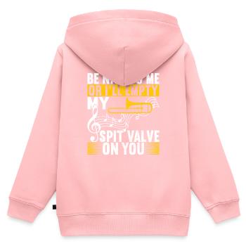 Posaune Trombone - Sweat Premium à capuche zippé enfant bio - rose - Dos - AI Model Kid Female (0cm)