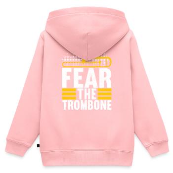 Posaune Trombone - Sweat Premium à capuche zippé enfant bio - rose - Dos - AI Model Kid Female (0cm)