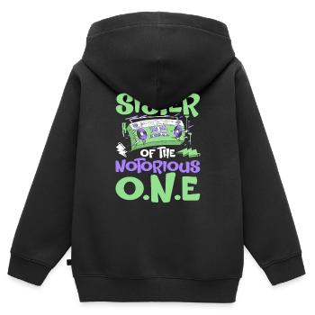 Drôle de sœur hip-hop old-school - Sweat Premium à capuche zippé enfant bio - noir - Dos - AI Model Kid Male (0cm)