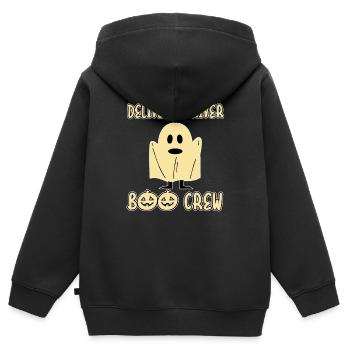 Livreur Boo Crew Effrayant Halloween Party - Sweat Premium à capuche zippé enfant bio - noir - Dos - AI Model Kid Male (0cm)