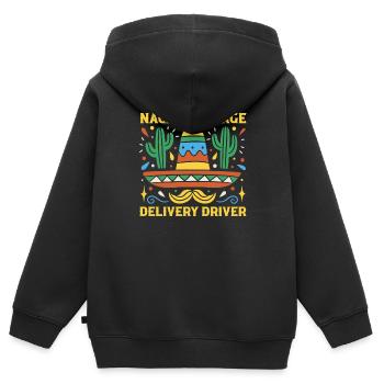 Chauffeur-livreur pas si moyen - Sweat Premium à capuche zippé enfant bio - noir - Dos - AI Model Kid Male (0cm)