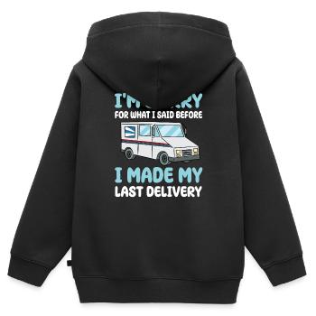 Chauffeur-livreur - Sweat Premium à capuche zippé enfant bio - noir - Dos - AI Model Kid Male (0cm)
