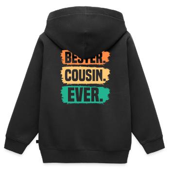 Cousin - Kinder Premium Organic Zip Hoodie - Schwarz - Hinten - AI Model Kid Male (0cm)