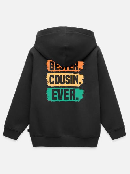 Cousin - Kinder Premium Organic Zip Hoodie - Schwarz