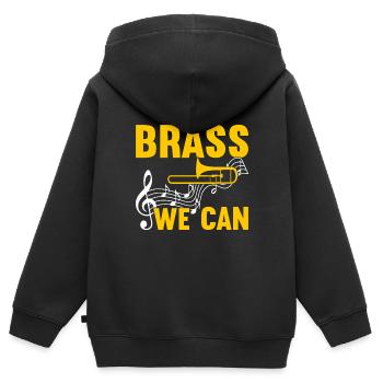 Posaune Trombone - Sweat Premium à capuche zippé enfant bio - noir - Dos - AI Model Kid Male (0cm)