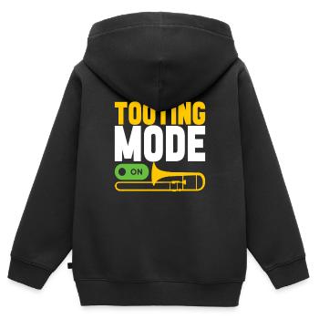 Posaune Trombone - Sweat Premium à capuche zippé enfant bio - noir - Dos - AI Model Kid Male (0cm)
