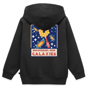 À la découverte de nouvelles galaxies - Sweat Premium à capuche zippé enfant bio - noir - Dos - AI Model Kid Male (0cm)