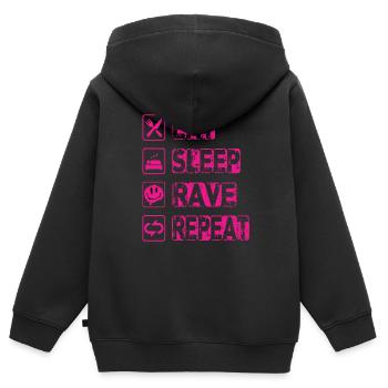 Eat Sleep Rave Repeat - Kinder Premium Organic Zip Hoodie - Schwarz - Hinten - AI Model Kid Male (0cm)