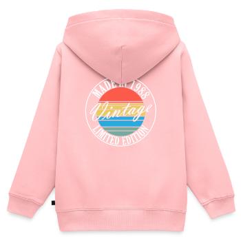 Born 1988 - Kids Premium Organic Zip-up Hoodie - rose - Back - AI Model Kid Female (0cm)