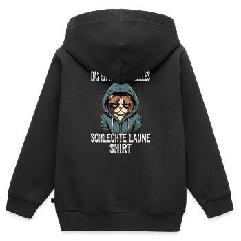 Lustiger Spruch Katze Sarkasmus Schlechte Laune - Kinder Premium Organic Zip Hoodie - Schwarz - Hinten - AI Model Kid Male (0cm)