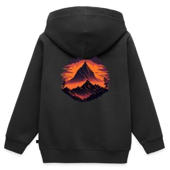 Montagnes Retro Pixel - Sweat Premium à capuche zippé enfant bio - noir - Dos - AI Model Kid Male (0cm)