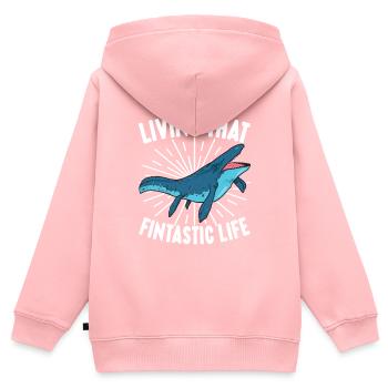 Mosasaurus Dinosaurier - Kinder Premium Organic Zip Hoodie - Rosa - Hinten - AI Model Kid Female (0cm)