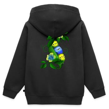 Perruche dans le pois - Sweat Premium à capuche zippé enfant bio - noir - Dos - AI Model Kid Male (0cm)
