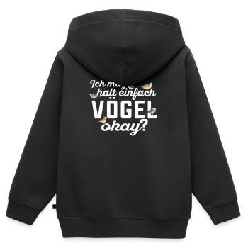 Vögel beobachten Ornithologie Vogelbeobachtung - Kinder Premium Organic Zip Hoodie - Schwarz - Hinten - AI Model Kid Male (0cm)