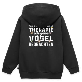 Vögel beobachten Ornithologie Vogelbeobachtung - Kinder Premium Organic Zip Hoodie - Schwarz - Hinten - AI Model Kid Male (0cm)