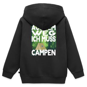 Outdoor Survival Aus dem Weg Campen Zelten Wald - Kinder Premium Organic Zip Hoodie - Schwarz - Hinten - AI Model Kid Male (0cm)