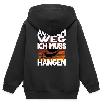 Survival Outdoor Hängematte Spruch Wald Wildnis - Kinder Premium Organic Zip Hoodie - Schwarz - Hinten - AI Model Kid Male (0cm)