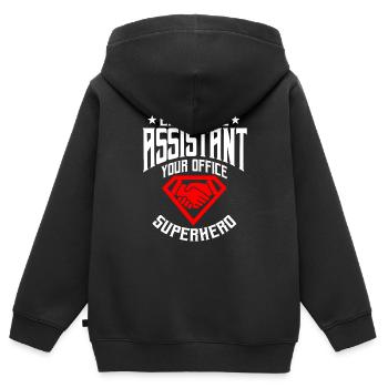 Assistante au conseil d’administration - Sweat Premium à capuche zippé enfant bio - noir - Dos - AI Model Kid Male (0cm)