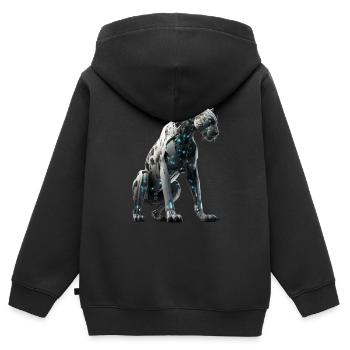 Cyber-Raubkatze - Kinder Premium Organic Zip Hoodie - Schwarz - Hinten - AI Model Kid Male (0cm)