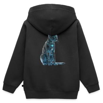 Süße Cyber-Katze - Kinder Premium Organic Zip Hoodie - Schwarz - Hinten - AI Model Kid Male (0cm)