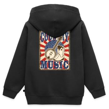 Country-Musik Gitarre Cowboystiefel Banja Ukulele - Kinder Premium Organic Zip Hoodie - Schwarz - Hinten - AI Model Kid Male (0cm)