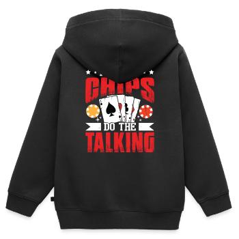 Je laisse mes jetons parler - Sweat Premium à capuche zippé enfant bio - noir - Dos - AI Model Kid Male (0cm)