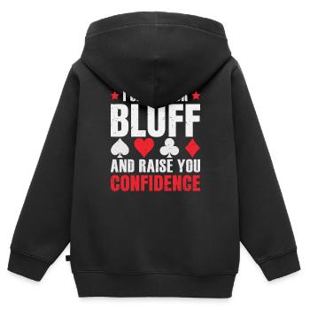Je t’appelle bluff et je te prends confiance en toi - Sweat Premium à capuche zippé enfant bio - noir - Dos - AI Model Kid Male (0cm)