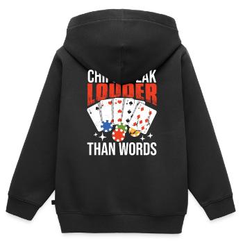 Lustiges Poker Texas Hold'em - Kinder Premium Organic Zip Hoodie - Schwarz - Hinten - AI Model Kid Male (0cm)