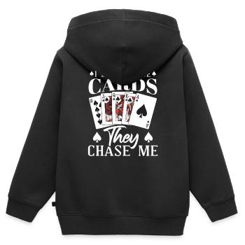 Drôle de joueur de poker de casino Texas Hold’em Omaha - Sweat Premium à capuche zippé enfant bio - noir - Dos - AI Model Kid Male (0cm)