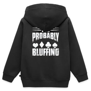 Je bluffe probablement - Sweat Premium à capuche zippé enfant bio - noir - Dos - AI Model Kid Male (0cm)