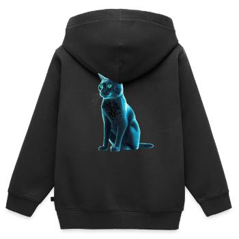 Cyber-Kätzchen - Kinder Premium Organic Zip Hoodie - Schwarz - Hinten - AI Model Kid Male (0cm)