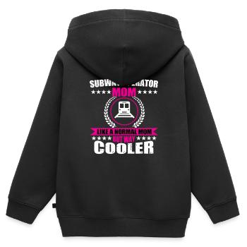 Maman conductrice de métro - Sweat Premium à capuche zippé enfant bio - noir - Dos - AI Model Kid Male (0cm)