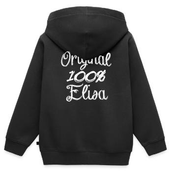 Original 100 % Elisa - Sweat Premium à capuche zippé enfant bio - noir - Dos - AI Model Kid Male (0cm)