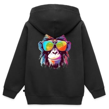 Bily, der bebrillte Affe - Kinder Premium Organic Zip Hoodie - Schwarz - Hinten - AI Model Kid Male (0cm)