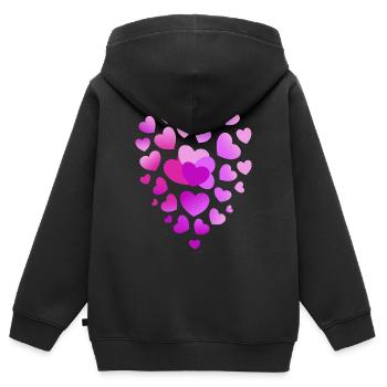 rosa Herzen pinkes Herz - Kinder Premium Organic Zip Hoodie - Schwarz - Hinten - AI Model Kid Male (0cm)