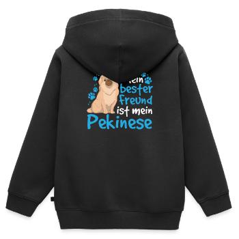 Pekinese ist mein Freund Peking-Palasthund - Kinder Premium Organic Zip Hoodie - Schwarz - Hinten - AI Model Kid Male (0cm)