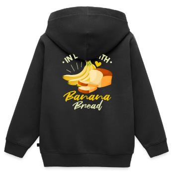 Verliebt in Bananenbrot - Kinder Premium Organic Zip Hoodie - Schwarz - Hinten - AI Model Kid Male (0cm)